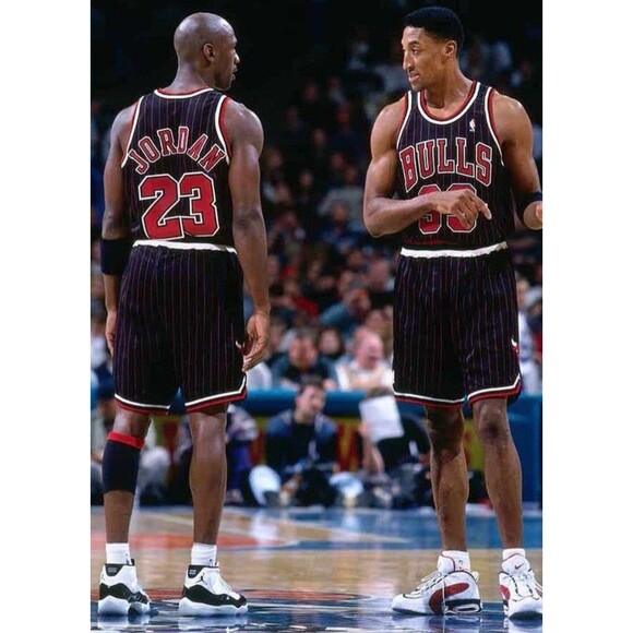 Chicago Bulls (NBA)-(Just Don)-(Pin Stripe)-(Shorts)-(Decent Cond.)-(XL)-$35.00 - Picture 6 of 9